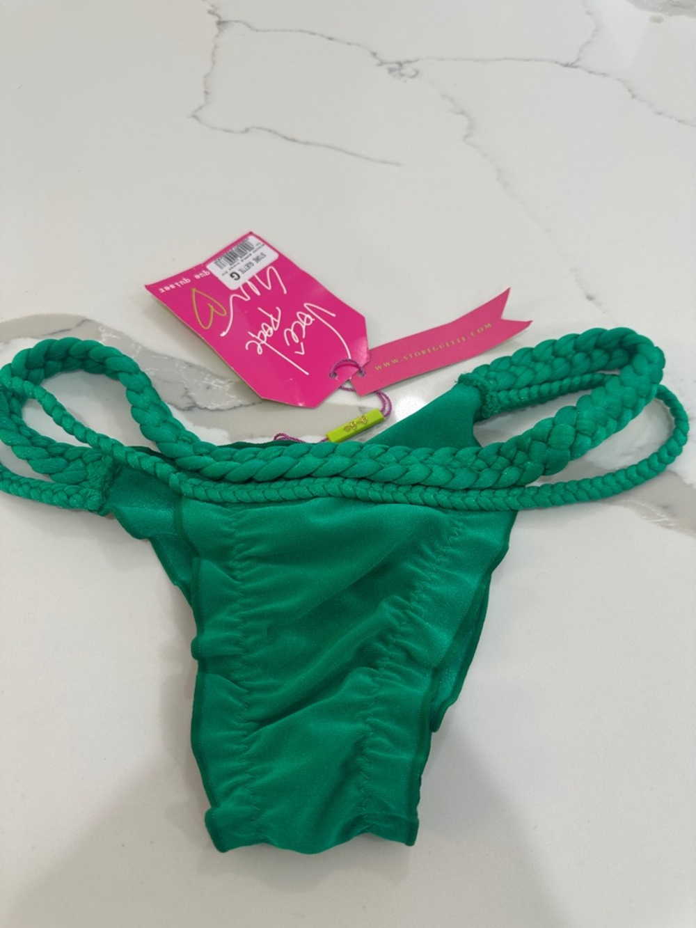 Green Braided-Strap Bikini Bottom - Women Swim Bikini